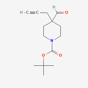 molecular formula C14H21NO3 B13633816 Tert-butyl 4-formyl-4-(prop-2-yn-1-yl)piperidine-1-carboxylate 