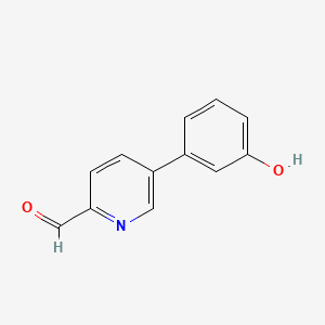 molecular formula C12H9NO2 B13633822 5-(3-Hydroxyphenyl)pyridine-2-carbaldehyde 