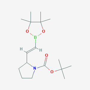 molecular formula C17H30BNO4 B13633824 Tert-butyl 2-[2-(tetramethyl-1,3,2-dioxaborolan-2-yl)ethenyl]pyrrolidine-1-carboxylate 