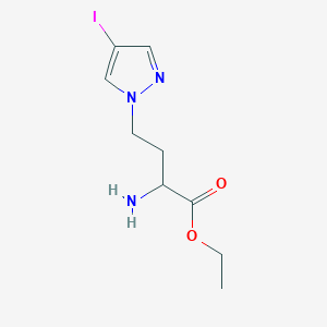 molecular formula C9H14IN3O2 B13633859 Ethyl 2-amino-4-(4-iodo-1h-pyrazol-1-yl)butanoate 