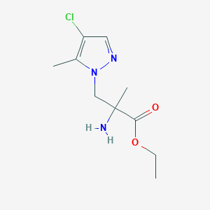 molecular formula C10H16ClN3O2 B13633883 Ethyl 2-amino-3-(4-chloro-5-methyl-1h-pyrazol-1-yl)-2-methylpropanoate 