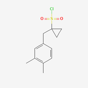 molecular formula C12H15ClO2S B13633919 1-(3,4-Dimethylbenzyl)cyclopropane-1-sulfonyl chloride 