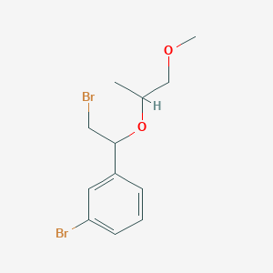 molecular formula C12H16Br2O2 B13634006 1-Bromo-3-(2-bromo-1-((1-methoxypropan-2-yl)oxy)ethyl)benzene 