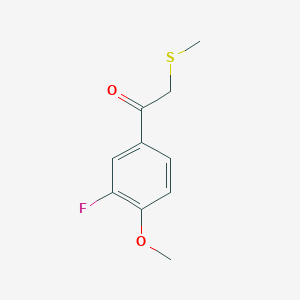 molecular formula C10H11FO2S B13634026 1-(3-Fluoro-4-methoxyphenyl)-2-(methylthio)ethan-1-one 