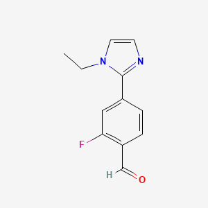 molecular formula C12H11FN2O B13634062 4-(1-Ethyl-1h-imidazol-2-yl)-2-fluorobenzaldehyde 