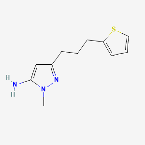 molecular formula C11H15N3S B13634069 1-Methyl-3-(3-(thiophen-2-yl)propyl)-1h-pyrazol-5-amine 