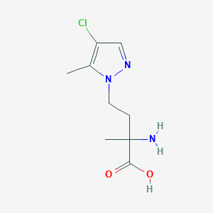 molecular formula C9H14ClN3O2 B13634089 2-Amino-4-(4-chloro-5-methyl-1h-pyrazol-1-yl)-2-methylbutanoic acid 