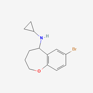 molecular formula C13H16BrNO B13634090 7-bromo-N-cyclopropyl-2,3,4,5-tetrahydro-1-benzoxepin-5-amine 