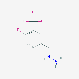 molecular formula C8H8F4N2 B13634174 {[4-Fluoro-3-(trifluoromethyl)phenyl]methyl}hydrazine 