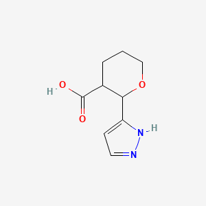 molecular formula C9H12N2O3 B13634204 2-(1H-pyrazol-5-yl)oxane-3-carboxylic acid 