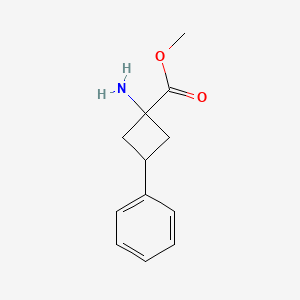 molecular formula C12H15NO2 B13634222 Methyl 1-amino-3-phenylcyclobutane-1-carboxylate 