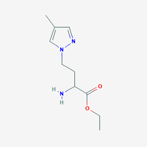 molecular formula C10H17N3O2 B13634412 Ethyl 2-amino-4-(4-methyl-1h-pyrazol-1-yl)butanoate 