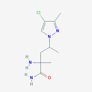 molecular formula C10H17ClN4O B13634449 2-Amino-4-(4-chloro-3-methyl-1h-pyrazol-1-yl)-2-methylpentanamide 