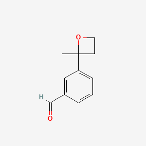 molecular formula C11H12O2 B13634466 3-(2-Methyloxetan-2-yl)benzaldehyde 