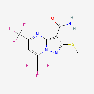 molecular formula C10H6F6N4OS B1363450 5,7-双(三氟甲基)-2-(甲硫基)吡唑并[1,5-a]嘧啶-3-甲酰胺 CAS No. 175203-36-8