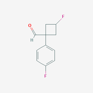 molecular formula C11H10F2O B13634521 (1r,3r)-3-Fluoro-1-(4-fluorophenyl)cyclobutane-1-carbaldehyde 