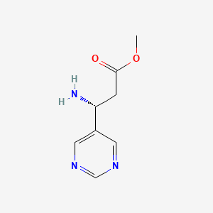 molecular formula C8H11N3O2 B13634647 Methyl (3R)-3-amino-3-(pyrimidin-5-YL)propanoate 