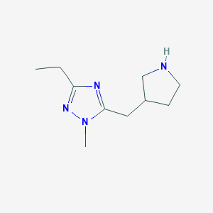 molecular formula C10H18N4 B13634690 3-Ethyl-1-methyl-5-(pyrrolidin-3-ylmethyl)-1h-1,2,4-triazole 