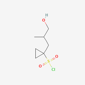 molecular formula C7H13ClO3S B13634708 1-(3-Hydroxy-2-methylpropyl)cyclopropane-1-sulfonyl chloride 