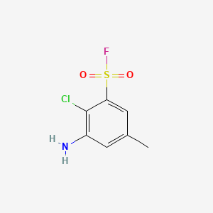 molecular formula C7H7ClFNO2S B13634747 3-Amino-2-chloro-5-methylbenzene-1-sulfonylfluoride CAS No. 2168799-15-1