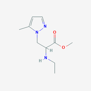 molecular formula C10H17N3O2 B13634774 Methyl 2-(ethylamino)-3-(5-methyl-1h-pyrazol-1-yl)propanoate 