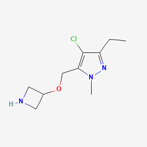 molecular formula C10H16ClN3O B13634815 5-((Azetidin-3-yloxy)methyl)-4-chloro-3-ethyl-1-methyl-1h-pyrazole 