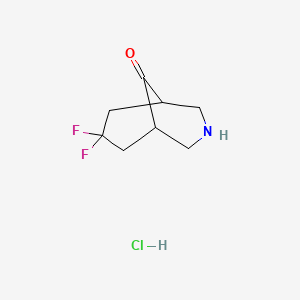 molecular formula C8H12ClF2NO B13634820 7,7-Difluoro-3-azabicyclo[3.3.1]nonan-9-one hydrochloride 