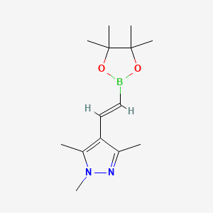 molecular formula C14H23BN2O2 B13634855 1,3,5-trimethyl-4-[2-(tetramethyl-1,3,2-dioxaborolan-2-yl)ethenyl]-1H-pyrazole 