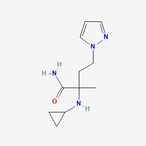 molecular formula C11H18N4O B13634867 2-(Cyclopropylamino)-2-methyl-4-(1h-pyrazol-1-yl)butanamide 