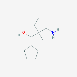 molecular formula C11H23NO B13634963 2-(Aminomethyl)-1-cyclopentyl-2-methylbutan-1-ol 