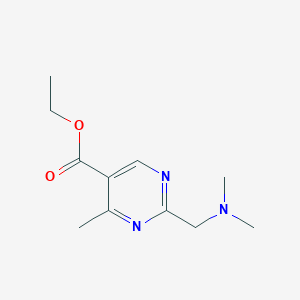 molecular formula C11H17N3O2 B13635006 Ethyl 2-((dimethylamino)methyl)-4-methylpyrimidine-5-carboxylate 