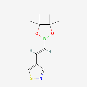 molecular formula C11H16BNO2S B13635009 4-[2-(Tetramethyl-1,3,2-dioxaborolan-2-yl)ethenyl]-1,2-thiazole 