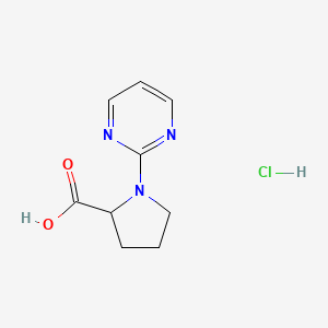 molecular formula C9H12ClN3O2 B13635043 1-(Pyrimidin-2-yl)pyrrolidine-2-carboxylic acid hydrochloride 