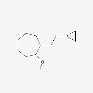 molecular formula C12H22O B13635115 2-(2-Cyclopropylethyl)cycloheptan-1-ol 