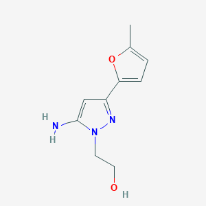 molecular formula C10H13N3O2 B13635134 2-(5-Amino-3-(5-methylfuran-2-yl)-1h-pyrazol-1-yl)ethan-1-ol 