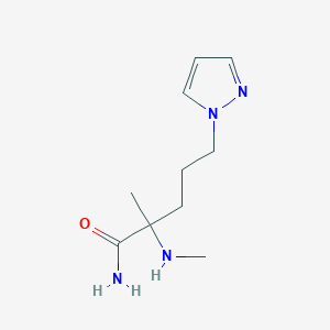 molecular formula C10H18N4O B13635197 2-Methyl-2-(methylamino)-5-(1h-pyrazol-1-yl)pentanamide 