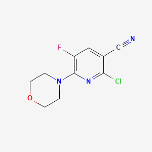 molecular formula C10H9ClFN3O B13635199 2-Chloro-5-fluoro-6-morpholinonicotinonitrile 