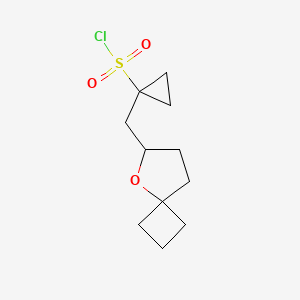 molecular formula C11H17ClO3S B13635218 1-(5-Oxaspiro[3.4]octan-6-ylmethyl)cyclopropane-1-sulfonyl chloride 