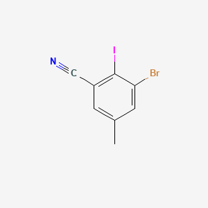 molecular formula C8H5BrIN B13635256 3-Bromo-2-iodo-5-methylbenzonitrile 