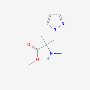 molecular formula C10H17N3O2 B13635334 Ethyl 2-methyl-2-(methylamino)-3-(1h-pyrazol-1-yl)propanoate 