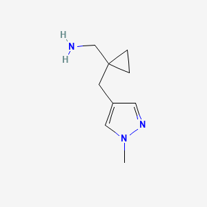 molecular formula C9H15N3 B13635369 (1-((1-Methyl-1h-pyrazol-4-yl)methyl)cyclopropyl)methanamine 