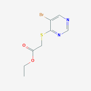 molecular formula C8H9BrN2O2S B13635377 Ethyl 2-((5-bromopyrimidin-4-yl)thio)acetate 