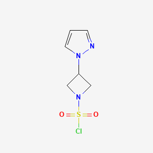 molecular formula C6H8ClN3O2S B13635565 3-(1H-Pyrazol-1-yl)-1-azetidinesulfonyl chloride 