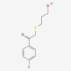 molecular formula C11H13FO2S B13635591 1-(4-Fluorophenyl)-2-((3-hydroxypropyl)thio)ethan-1-one 