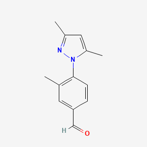 molecular formula C13H14N2O B13635696 4-(3,5-Dimethyl-1h-pyrazol-1-yl)-3-methylbenzaldehyde 