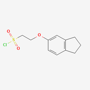 molecular formula C11H13ClO3S B13635716 2-((2,3-Dihydro-1h-inden-5-yl)oxy)ethane-1-sulfonyl chloride 