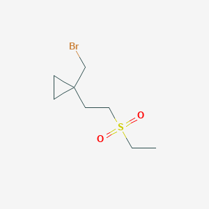 molecular formula C8H15BrO2S B13635729 1-(Bromomethyl)-1-(2-(ethylsulfonyl)ethyl)cyclopropane 