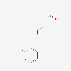 molecular formula C13H18OS B13635769 5-((2-Methylbenzyl)thio)pentan-2-one 