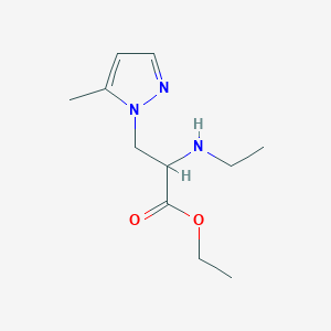 molecular formula C11H19N3O2 B13635888 Ethyl 2-(ethylamino)-3-(5-methyl-1h-pyrazol-1-yl)propanoate 