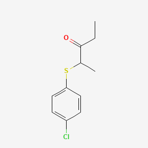 molecular formula C11H13ClOS B13635896 2-((4-Chlorophenyl)thio)pentan-3-one 